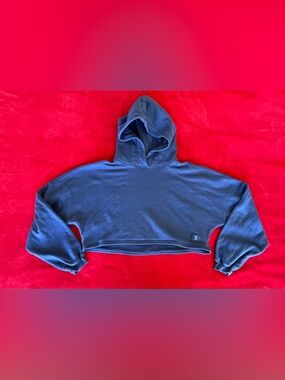 SavageXFenty Women's Juniors Long Sleeve Navy Blue Cropped Workout Hoodie S 4-6